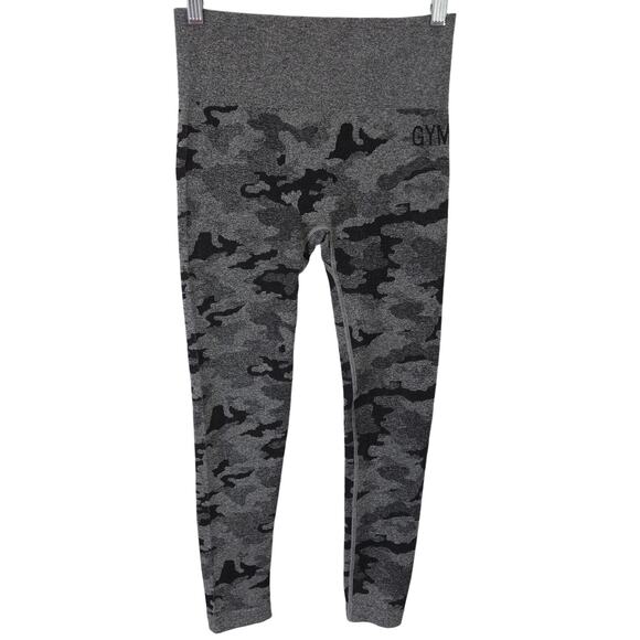 Gymshark Adapt Leggings Womens Medium Gray Black Camo Seamless Athletic Pull On - Picture 1 of 11